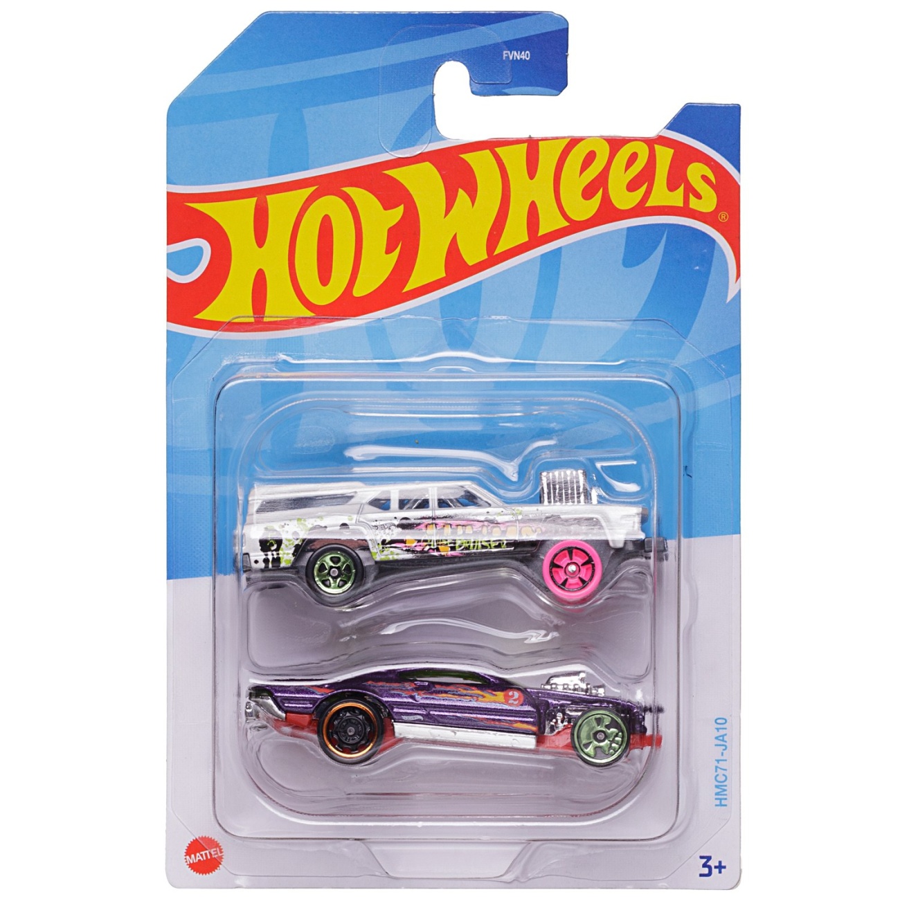 Набор машинок Mattel Hot Wheels упаковка из 2-х штук №30 FVN40/30 белый,  фиолетовый