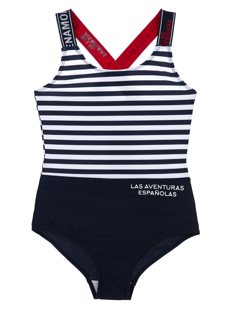 

Купальник для девочки PlayToday 12221856 тёмно-синий, белый, красный, 128, 12221856