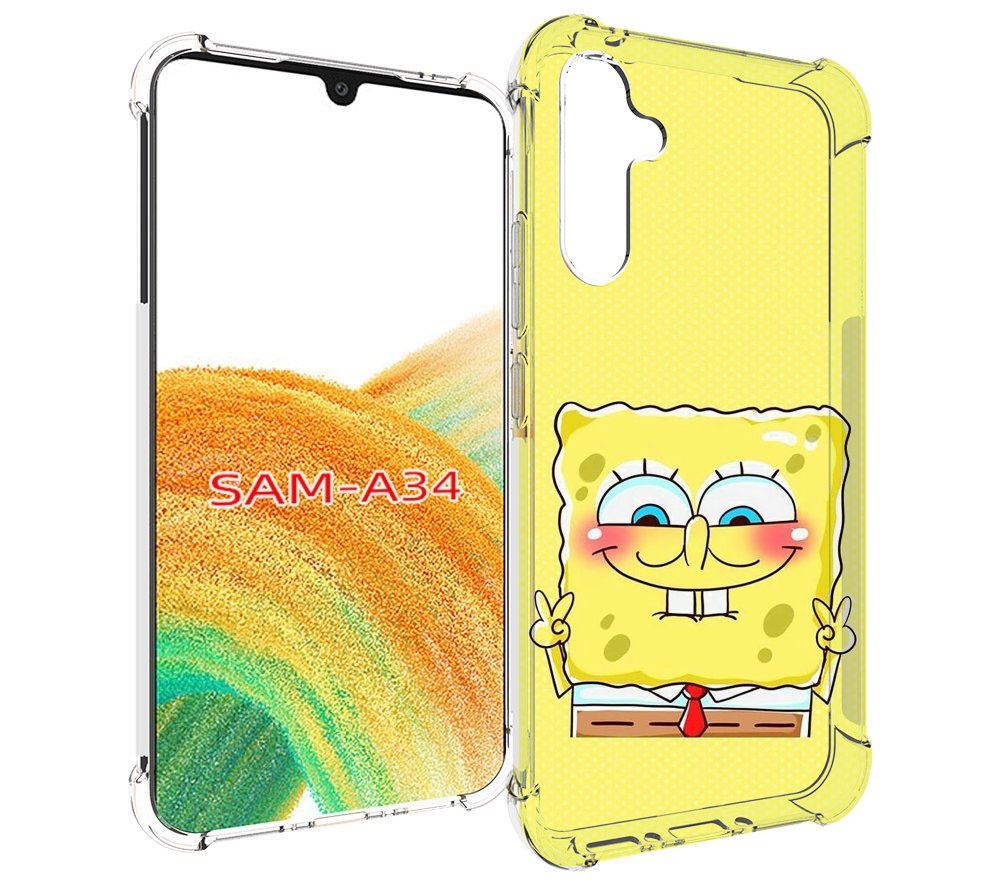 

Чехол MyPads довольный милый спанчбоб для Samsung Galaxy A34, Tocco
