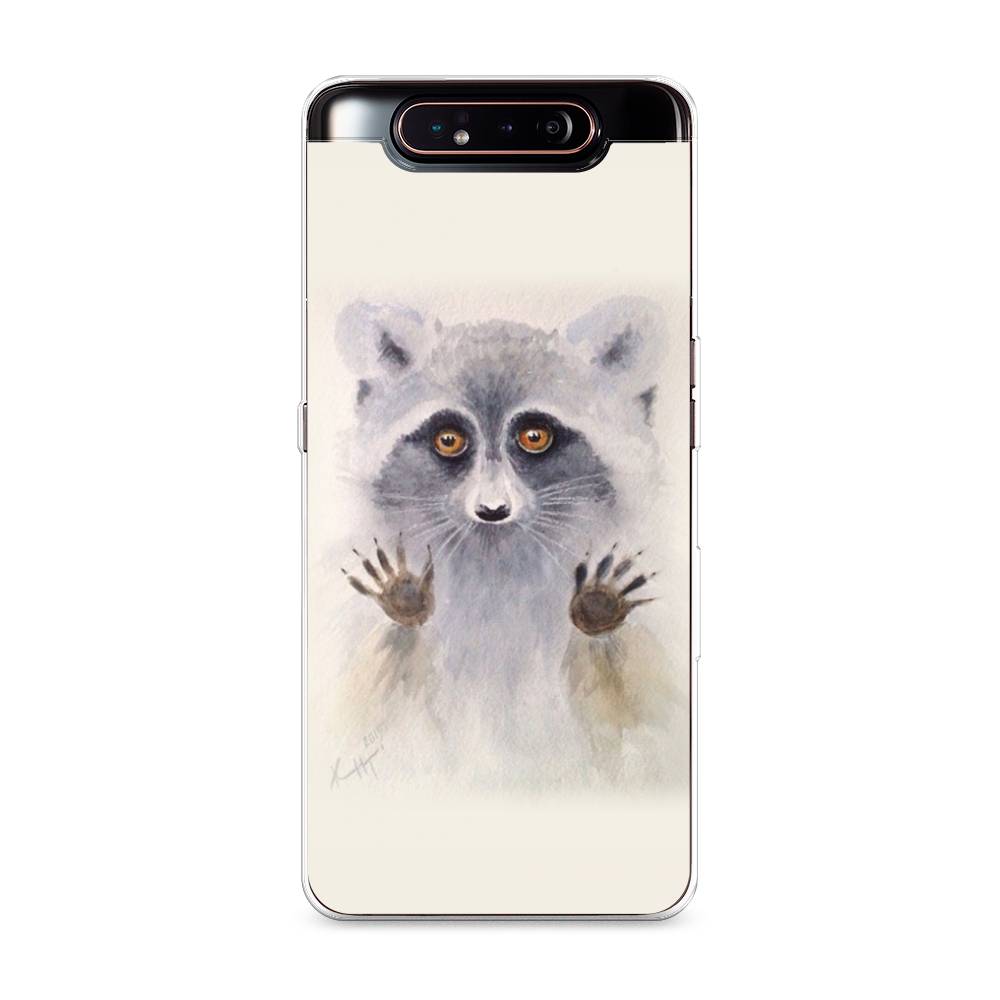 

Чехол на Samsung Galaxy A80 "Енот за стеклом", Бежевый;серый, 28350-4