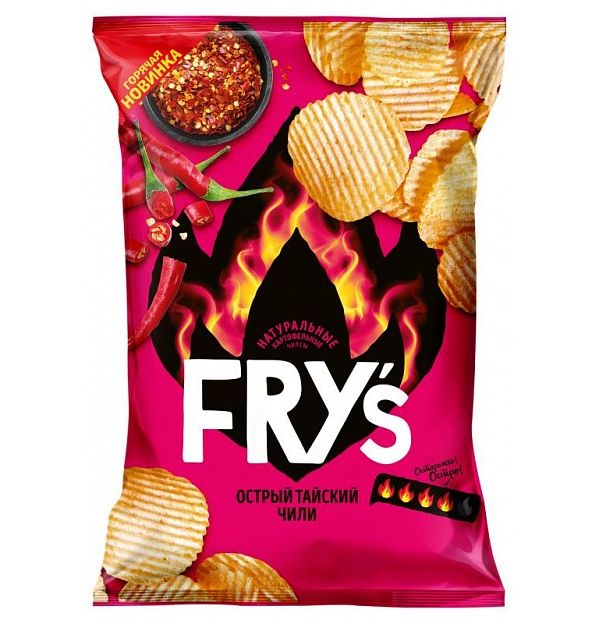 Чипсы Fry`s Острый тайский чили, рифленые, 80 г