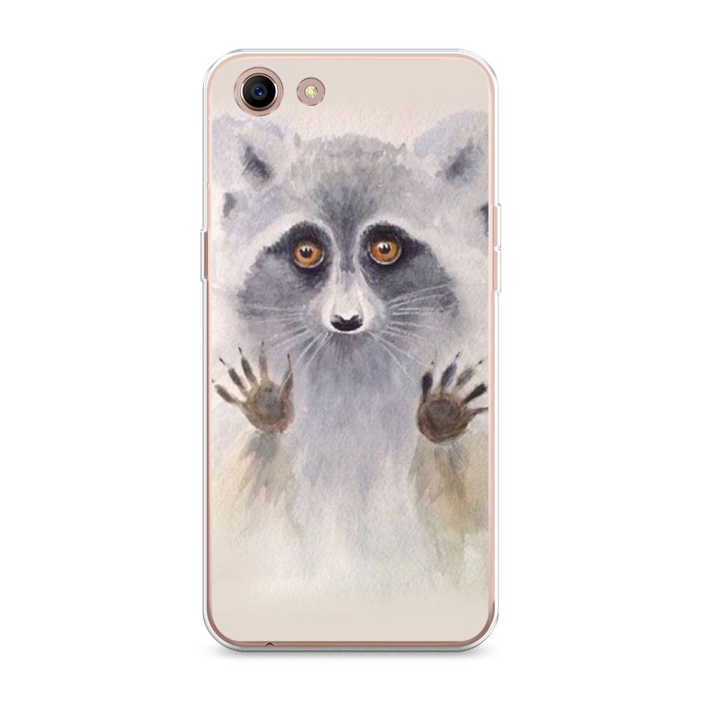 

Чехол для Oppo A83 "Енот за стеклом", Бежевый;серый, 250150-4