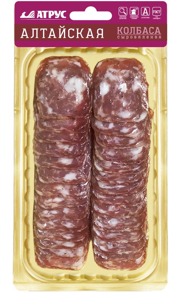 

Колбаса сыровяленая Атрус Алтайская, полусухая, охлажденная, в нарезке, категория А, 100 г