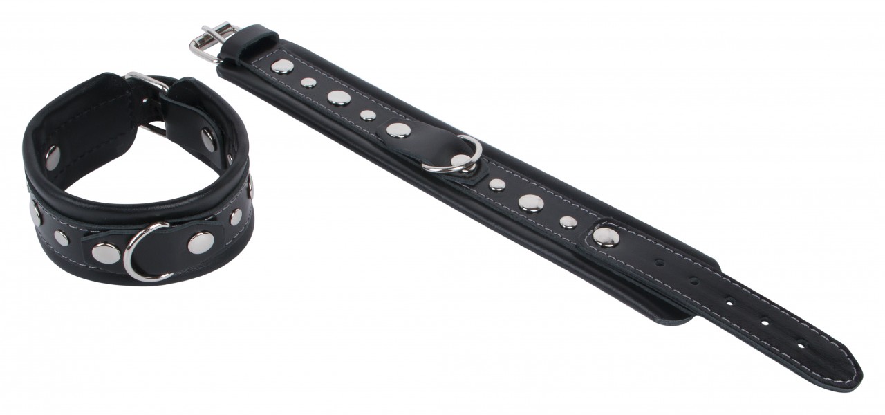 Наручники кожаные 001-005к, Fire Horse черные