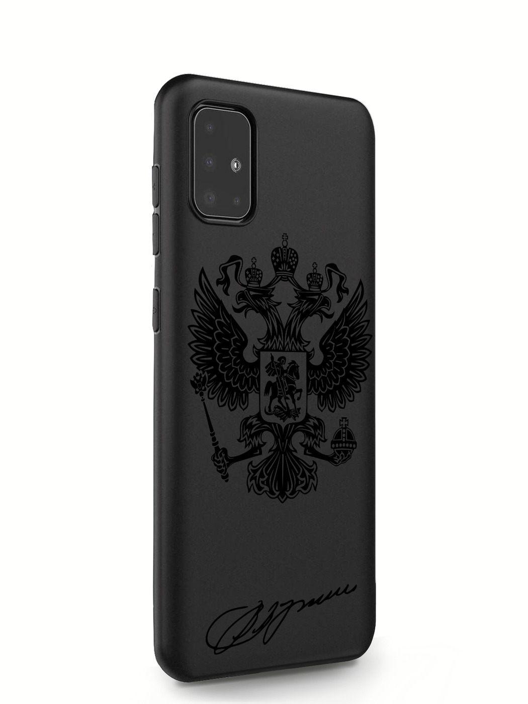 фото Чехол musthavecase samsung galaxy a51 черный лаковый герб черный