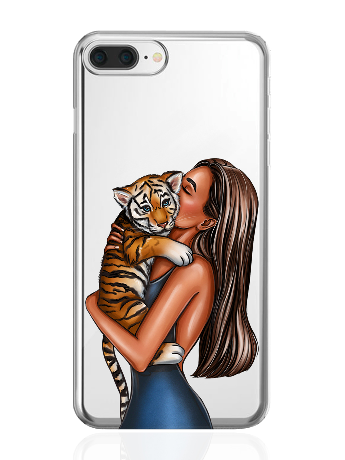 

Чехол MustHaveCase для iPhone 7/8 Plus Девушка с тигренком прозрачный, iPhone 7/8 Plus Девушка с тигренком