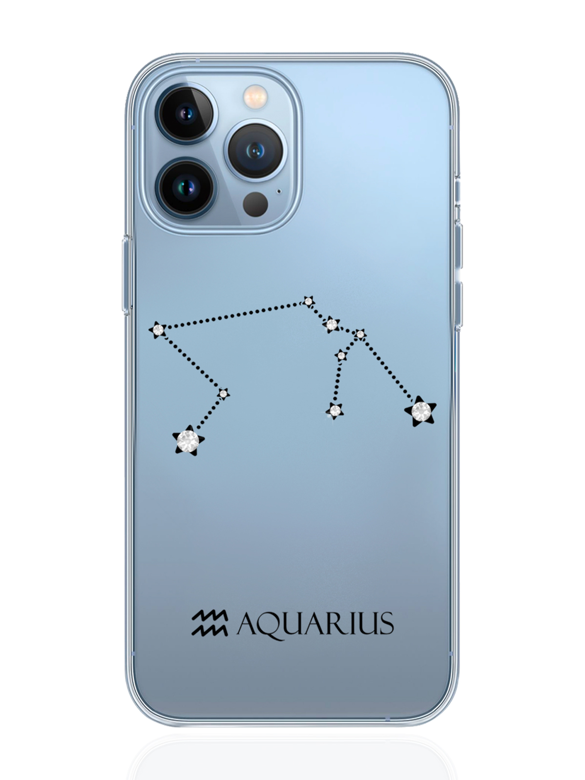 фото Чехол с инкрустацией кристаллами lux для iphone 13 pro max водолей aquarius musthavecase