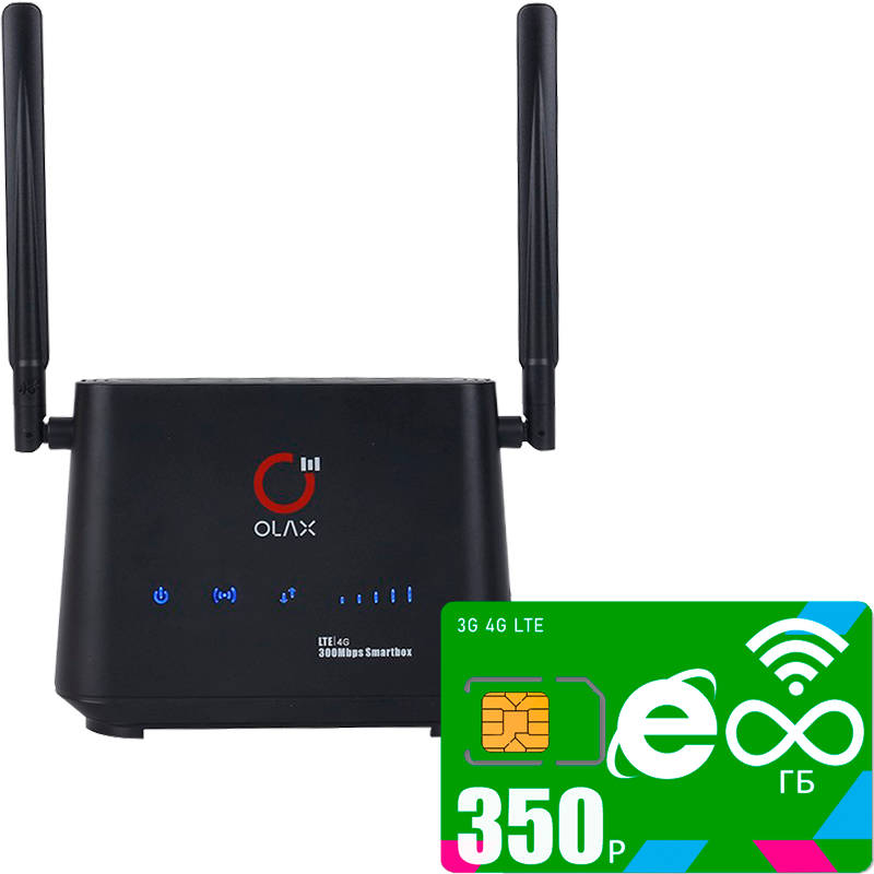 

Wi-Fi роутер Olax черный (komplekt-olaxAX5-mega350-PRO-sb)