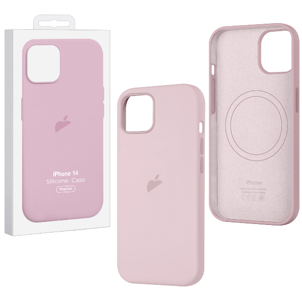 Чехол iPhone 14 Silicon Case Chalk Pink (MagSafe) c Logo, розовый (IS799361)