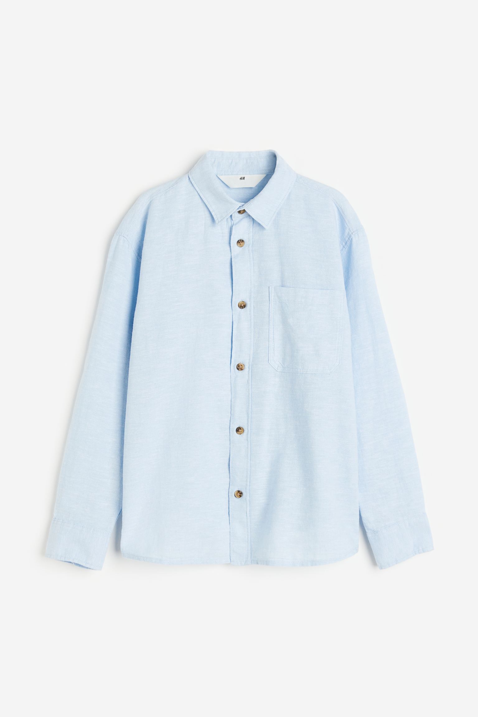 Рубашка из смеси льна H&M для мальчиков 158 Светло-синий (доставка из-за рубежа)