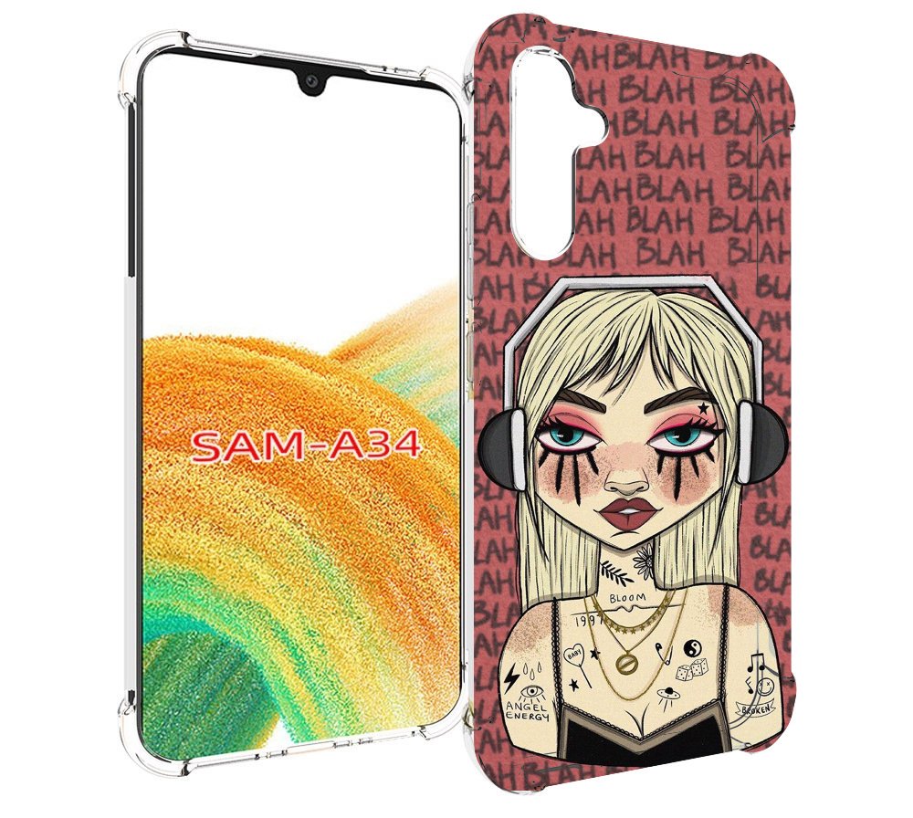 

Чехол MyPads дерзкая-девушка-в-наушниках женский для Samsung Galaxy A34, Tocco
