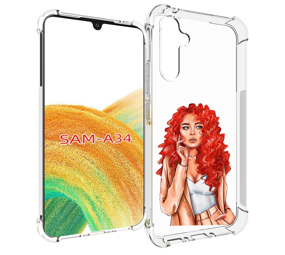 

Чехол MyPads девушка-с-яркими-волосами женский для Samsung Galaxy A34, Tocco