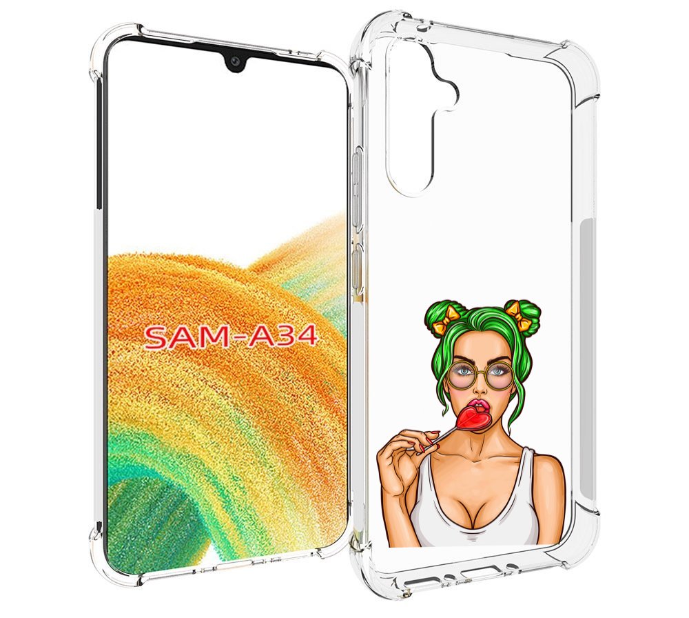 

Чехол MyPads девушка-с-чупачупсом-в-виде-сердца женский для Samsung Galaxy A34, Tocco