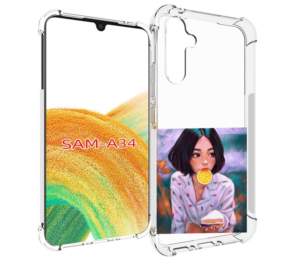 

Чехол MyPads девушка-с-чизкейком женский для Samsung Galaxy A34, Tocco