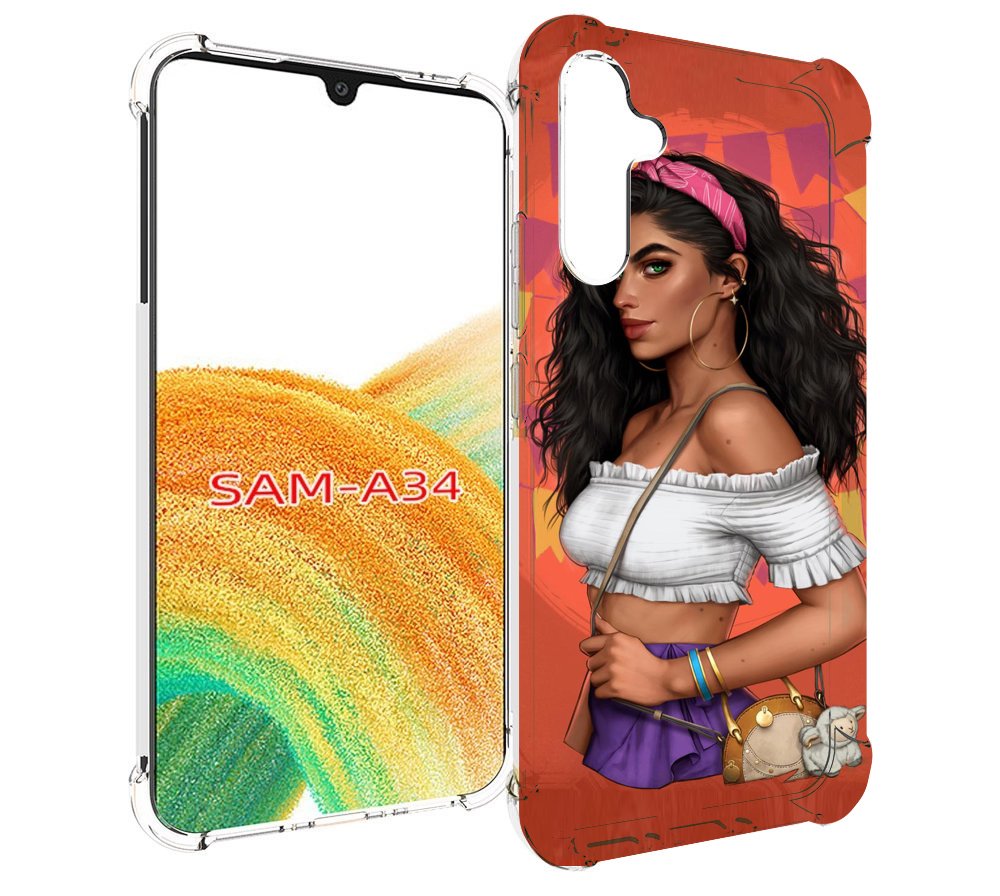 

Чехол MyPads девушка-с-сумкой-мулатка женский для Samsung Galaxy A34, Tocco