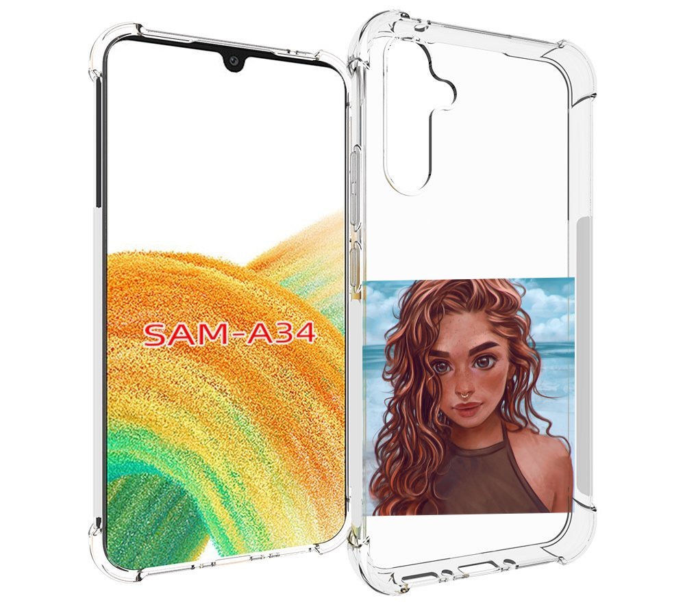 

Чехол MyPads девушка-с-пирсингом-на-море женский для Samsung Galaxy A34, Tocco
