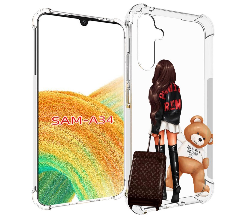 

Чехол MyPads девушка-с-модным-чемоданом женский для Samsung Galaxy A34, Tocco