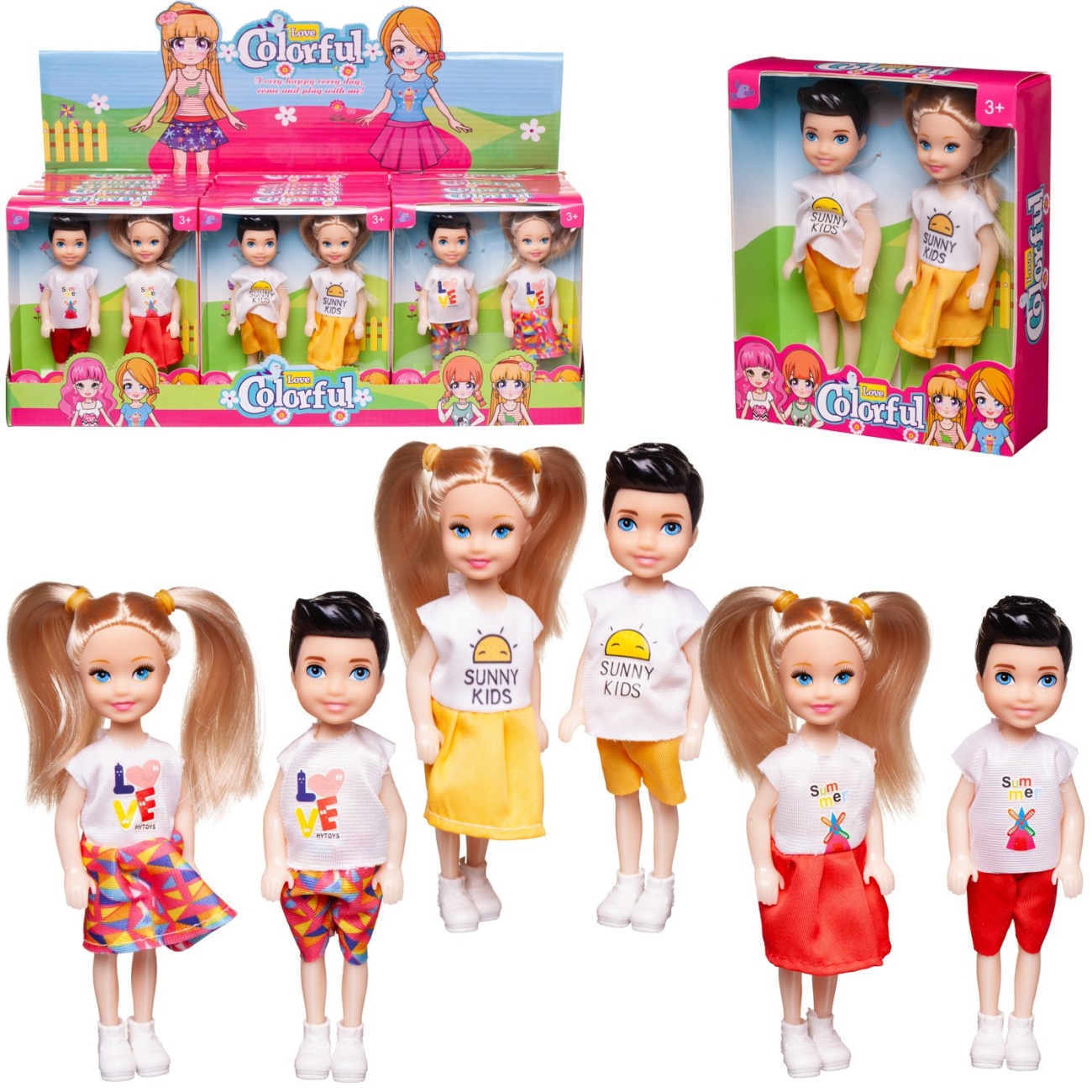 Игровой набор кукол Junfa Мальчик и девочка 13 см 3 вида в асс. WJ-35101 1 шт