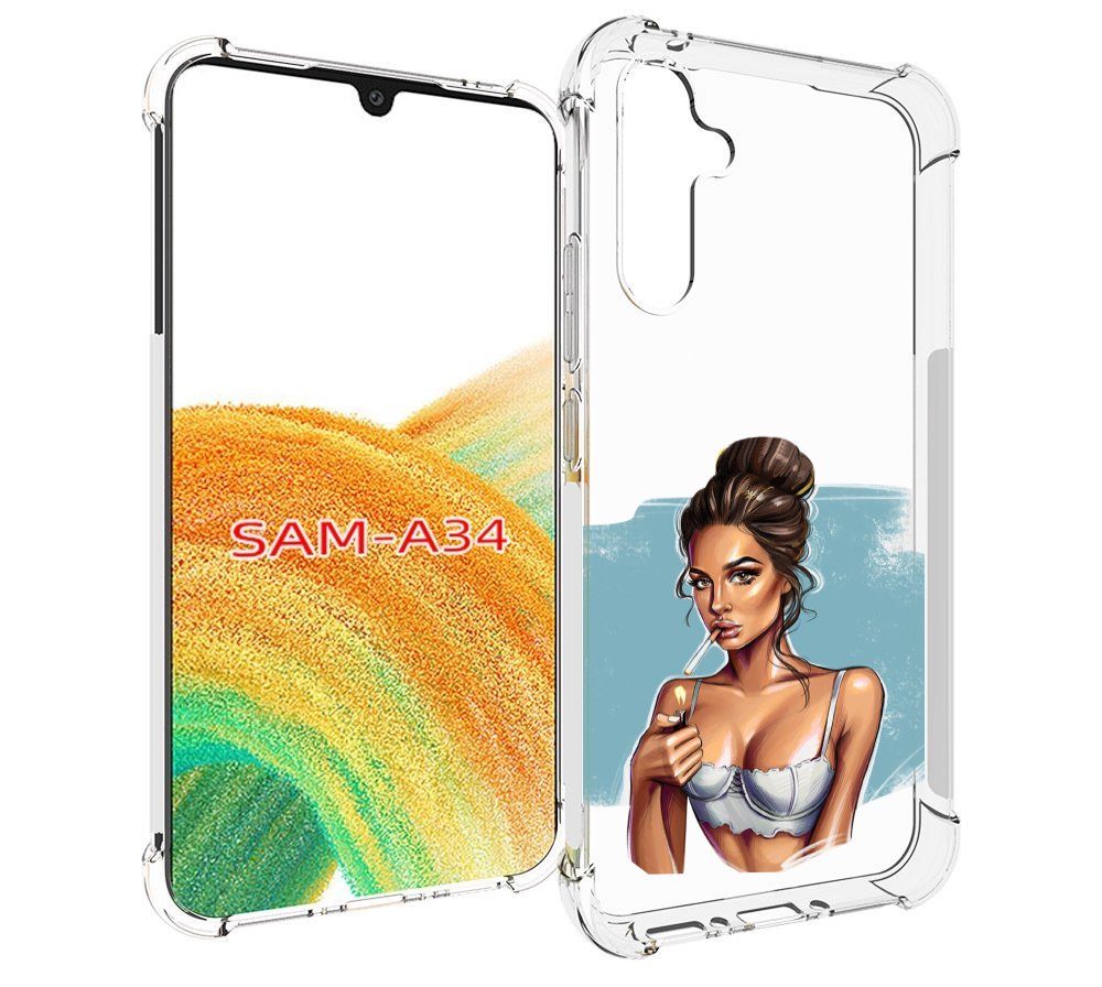 

Чехол MyPads девушка-с-зажигалкой для Samsung Galaxy A34, Tocco