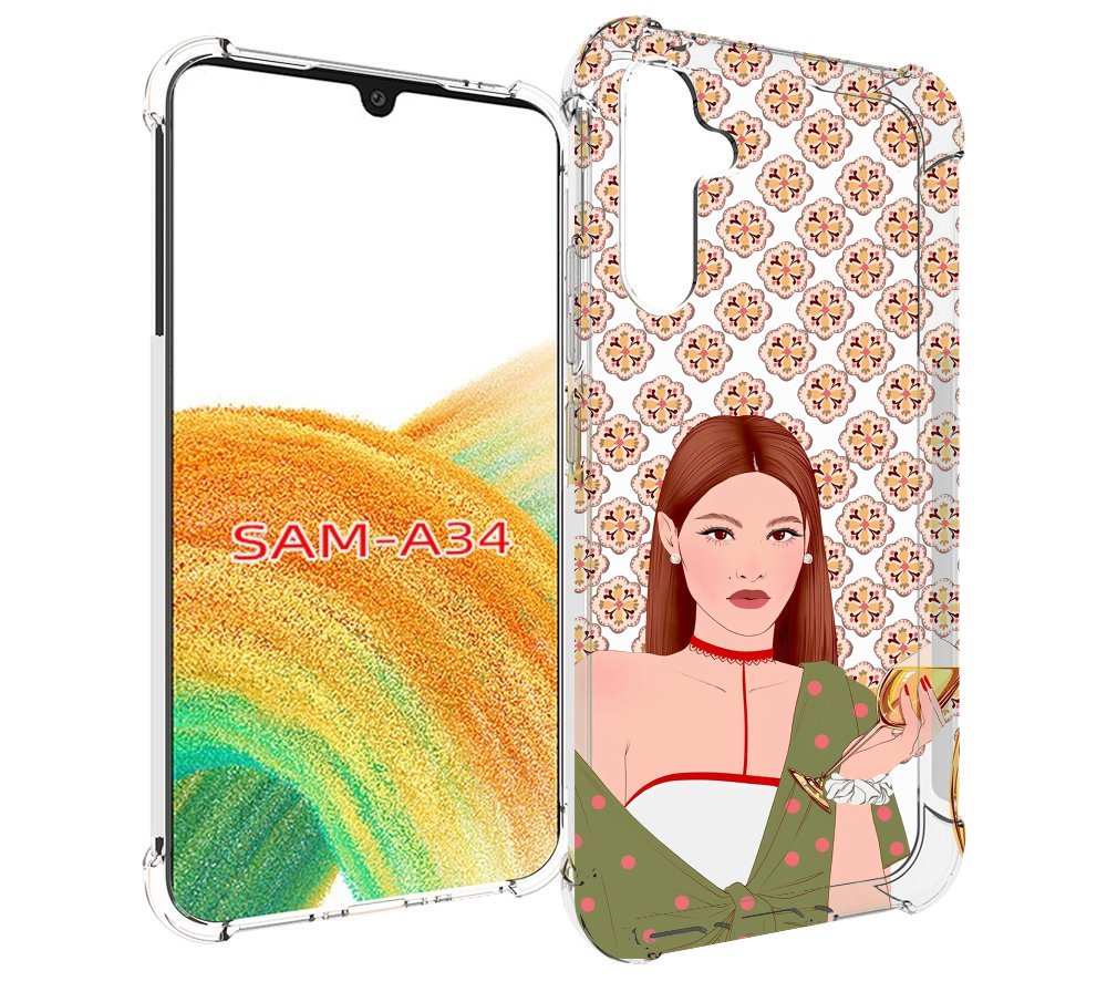 

Чехол MyPads девушка-с-вином-рисунок женский для Samsung Galaxy A34, Tocco