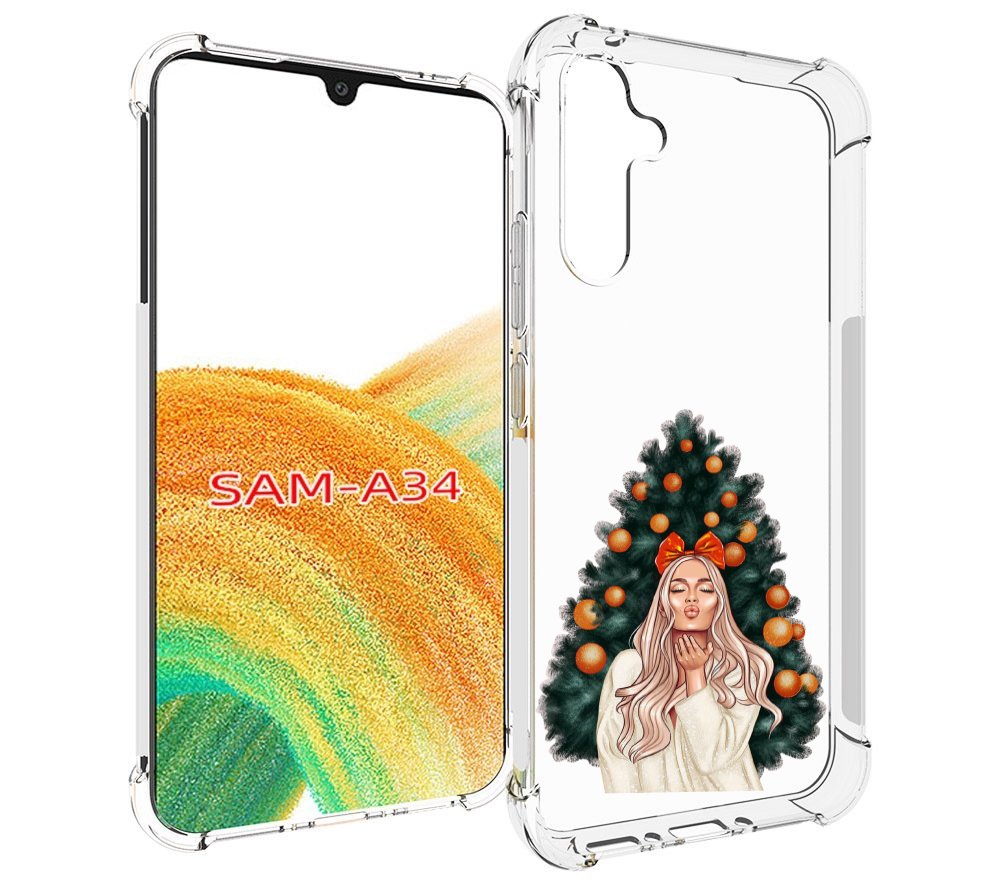 

Чехол MyPads девушка-под-елкой-с-мандаринами женский для Samsung Galaxy A34, Tocco