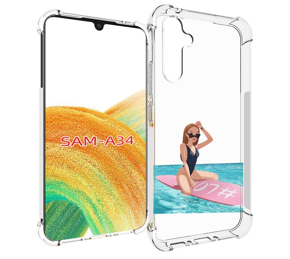 

Чехол MyPads девушка-на-серфе женский для Samsung Galaxy A34, Tocco