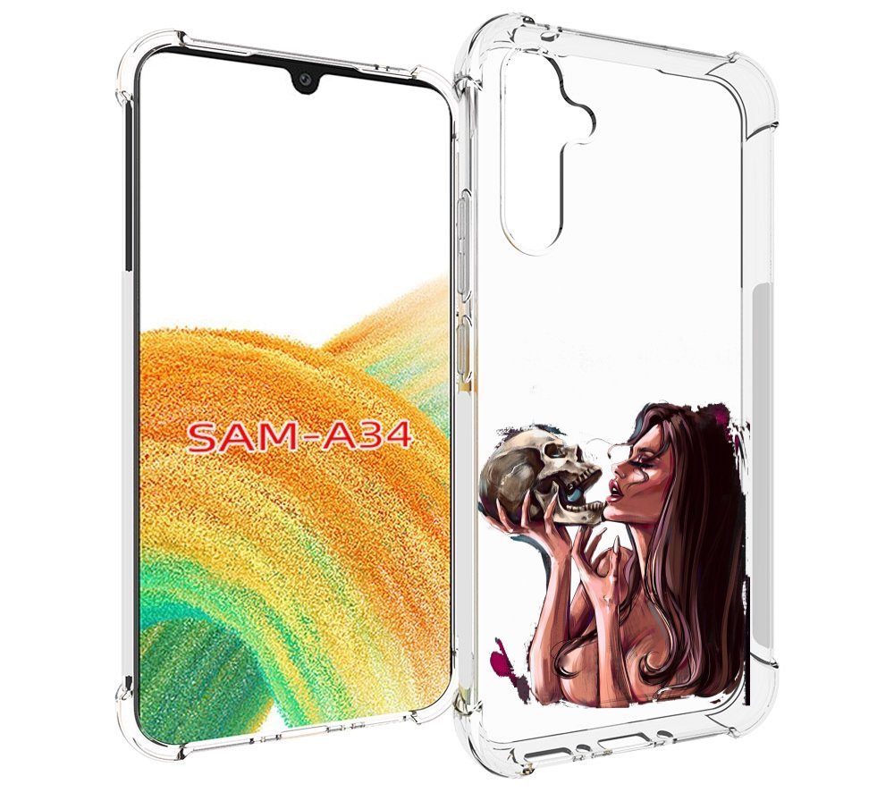 

Чехол MyPads девушка-модель-с-черепом для Samsung Galaxy A34, Tocco