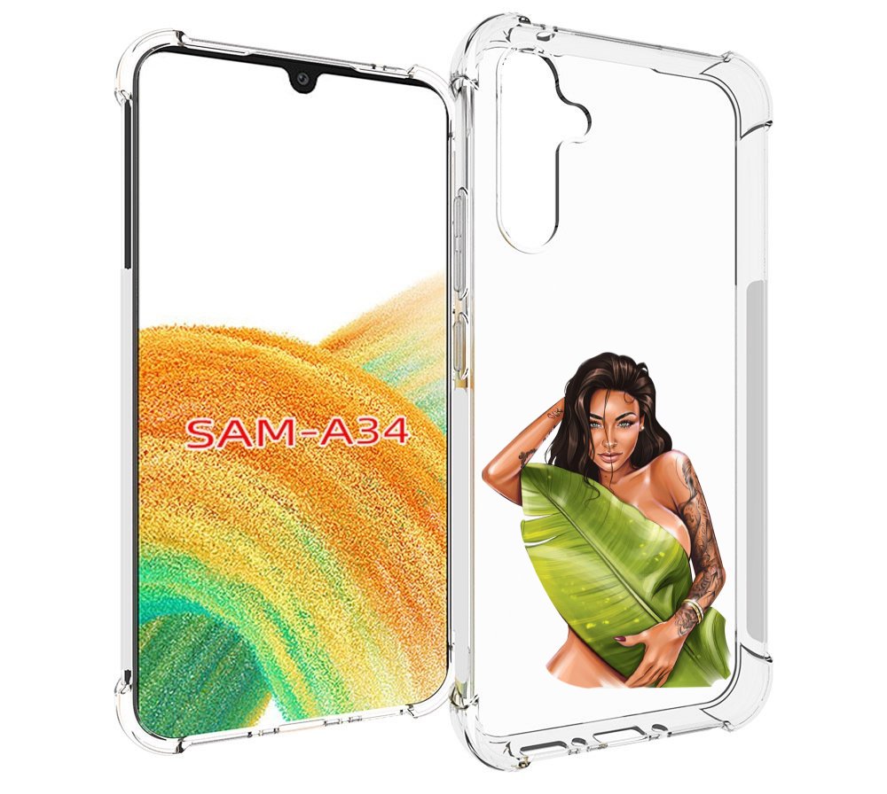 

Чехол MyPads девушка-модель-с-большим-листом женский для Samsung Galaxy A34, Tocco