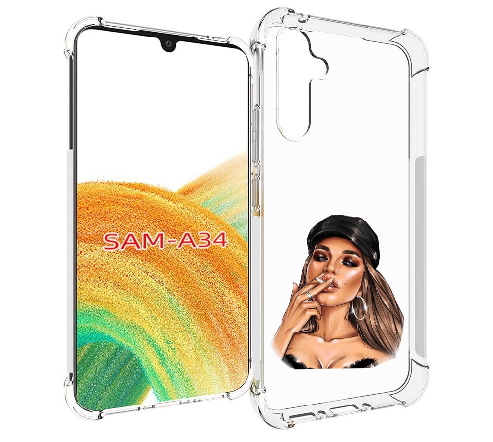 

Чехол MyPads девушка-в-шапке-с-сигаретой для Samsung Galaxy A34, Tocco