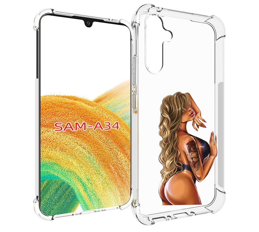 

Чехол MyPads девушка-в-черном-кожаном-купальнике женский для Samsung Galaxy A34, Tocco