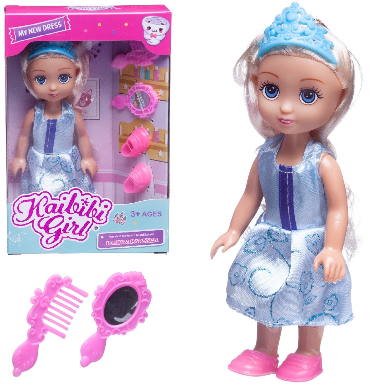 Кукла Junfa Kaibibi Girl Маленькая принцесса в голубом платье BLD221-1/голубое