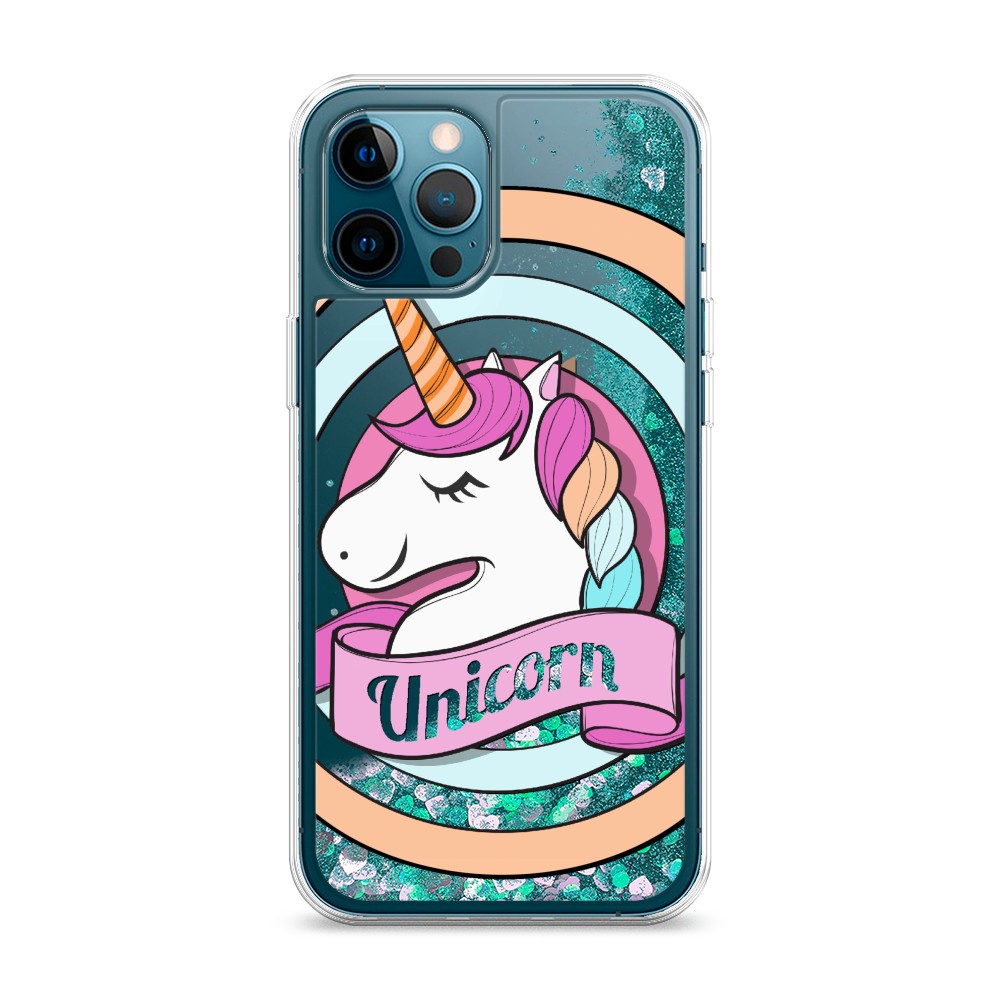 фото Жидкий чехол с блестками "unicorn зефирный" на apple iphone 12 pro max awog