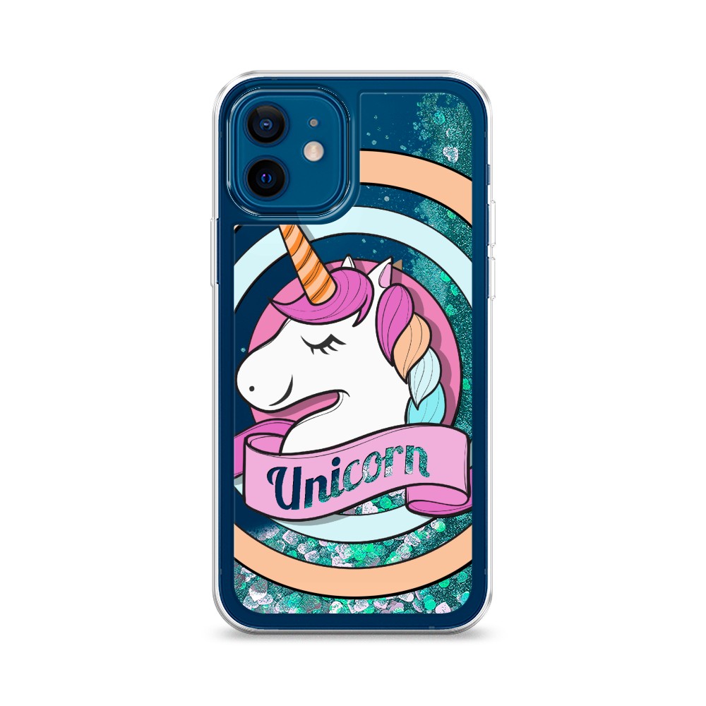 

Жидкий чехол с блестками "Unicorn зефирный" на Apple iPhone 12, 12595-1