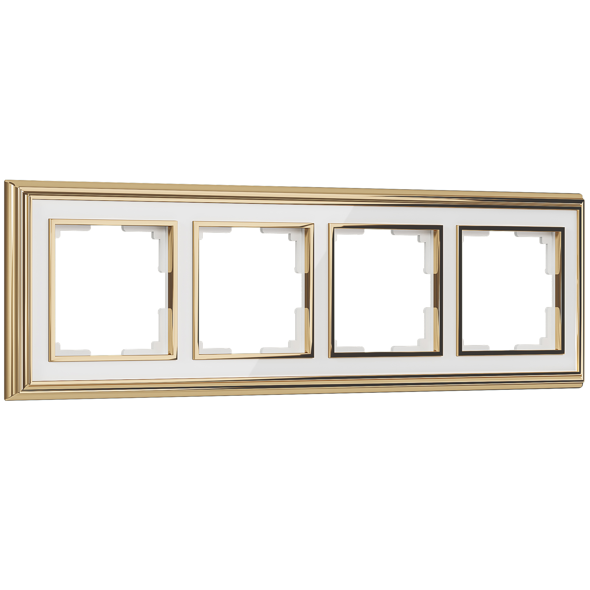 Рамка для розетки / выключателя на 4 поста Werkel W0041329 Palacio золото/белый металл основание комбинированного щита ekf