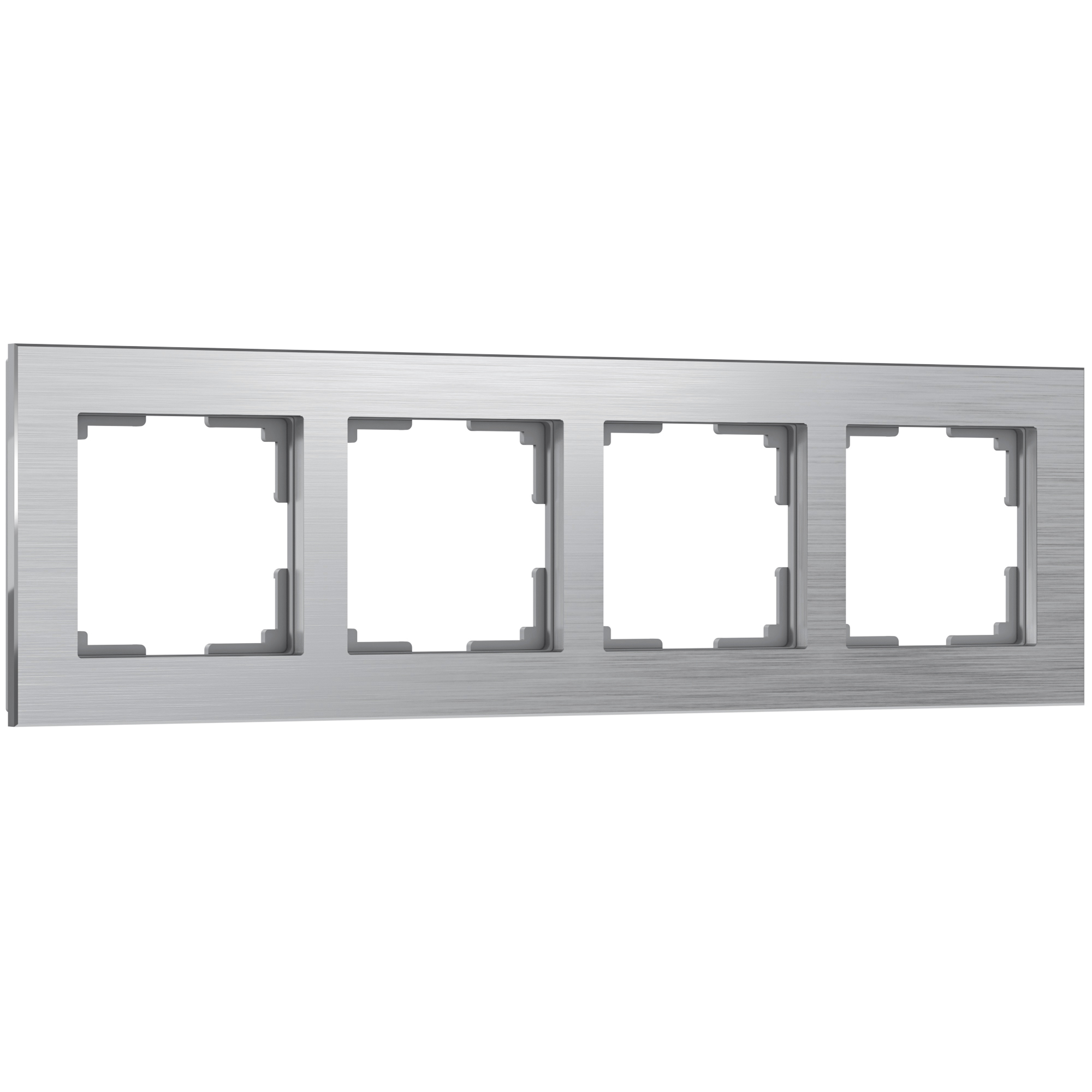 Рамка для розетки / выключателя на 4 поста Werkel W0041706 Aluminium алюминий сетевой фильтр cablexpert cube 3 розетки 10а 4хusb ур защиты 4 чёрный 1 5 м
