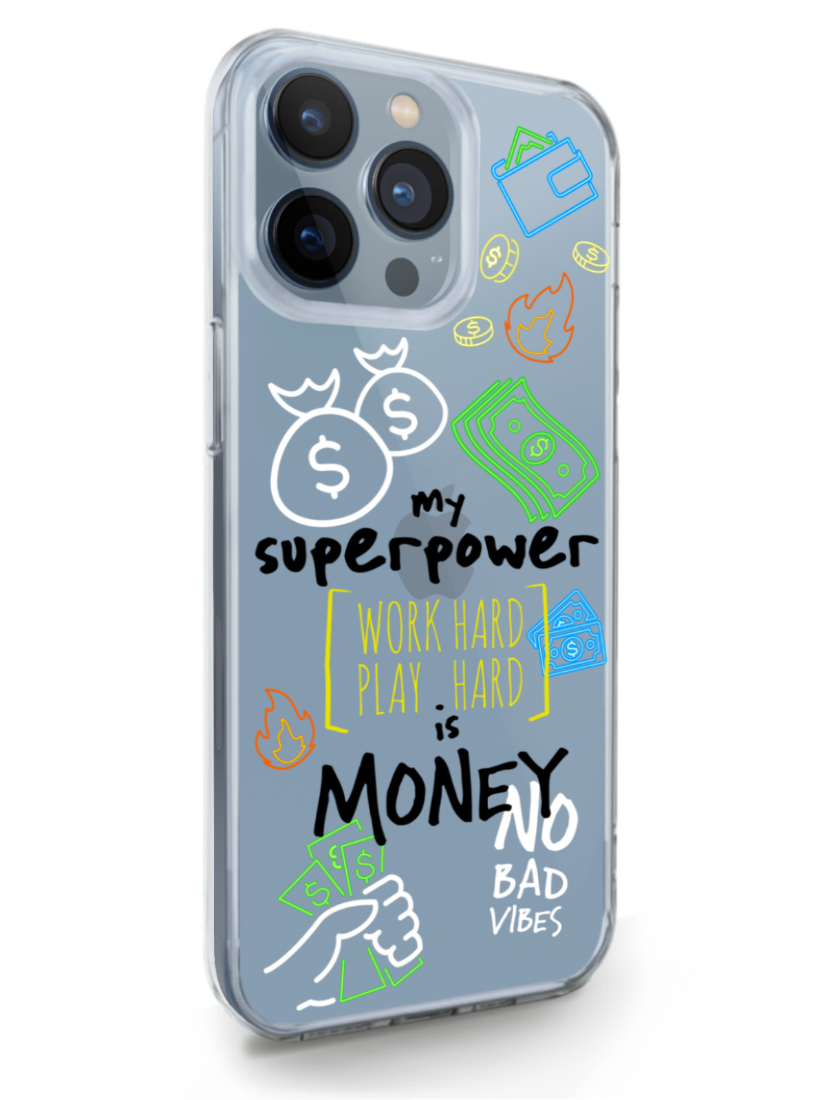 фото Чехол musthavecase для iphone 13 pro max my superpower is money прозрачный