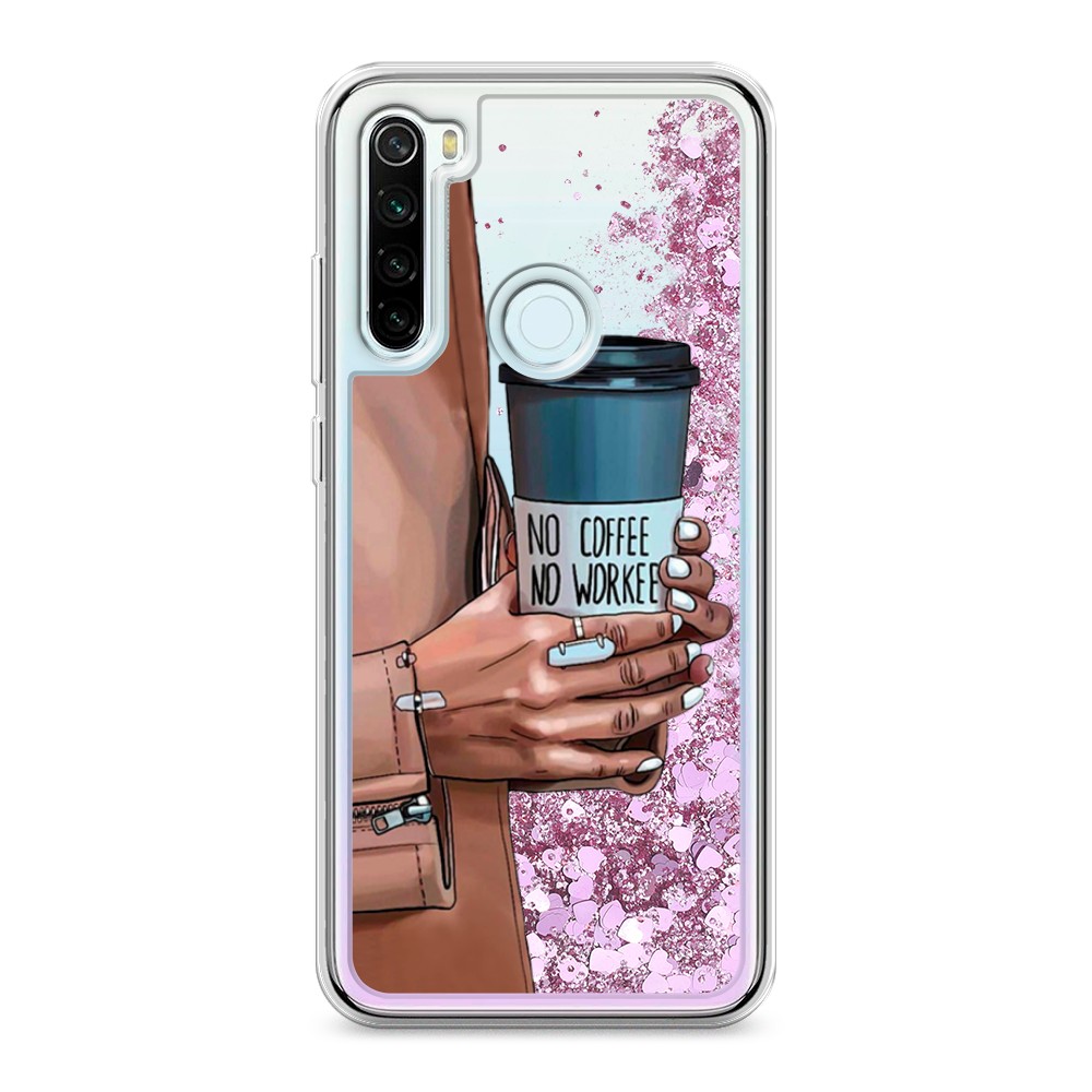 

Жидкий чехол с блестками "No coffee" на Xiaomi Redmi Note 8T