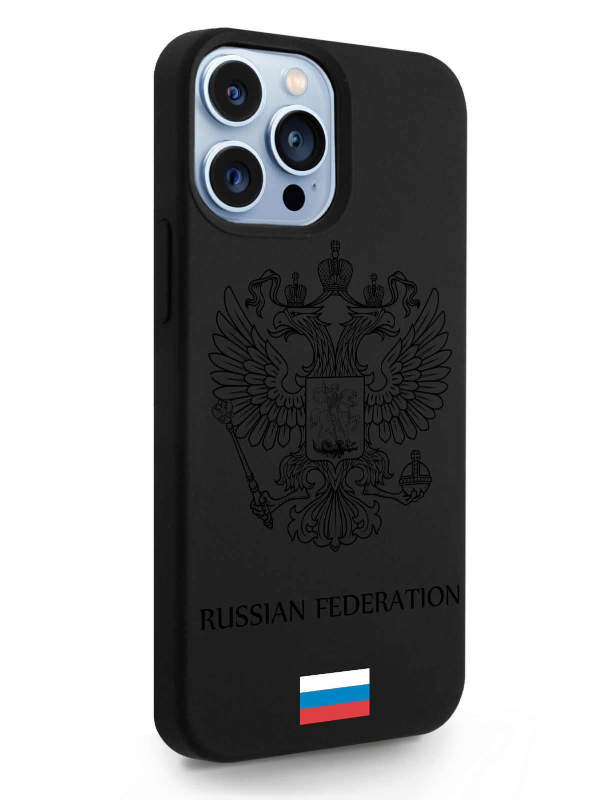 фото Чехол musthavecase для iphone 13 pro max черный лаковый герб россия черный