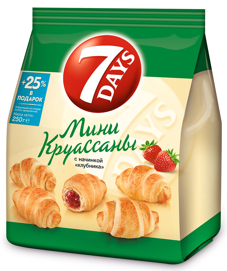 

Круассаны 7 Days мини с начинкой клубника 200 г