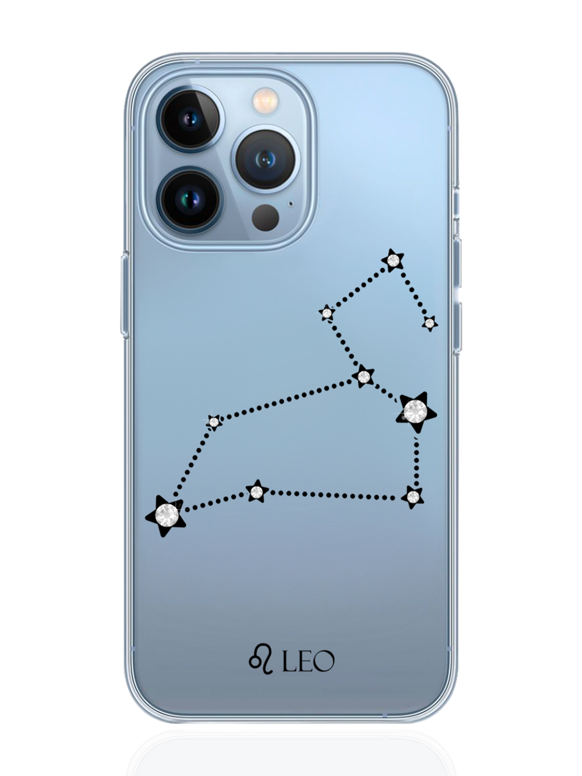 

Чехол с инкрустацией кристаллами Lux для iPhone 13 Pro Лев Leo, Прозрачный, iPhone 13 Pro Знак зодиака Лев