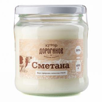 

Сметана Хутор Дороганов 20% БЗМЖ 400 г