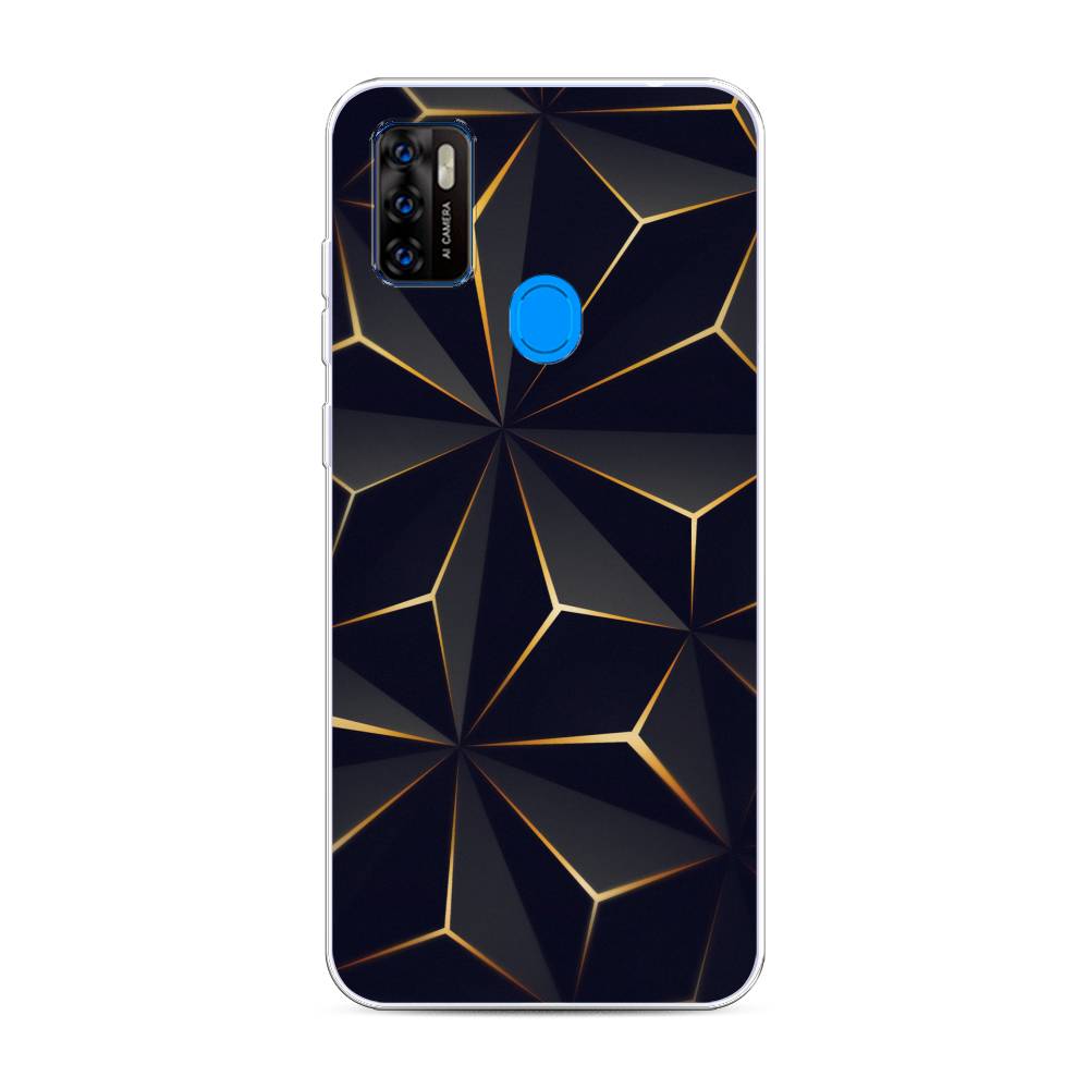 

Чехол на ZTE Blade A7s 2020 "Черные полигоны", Золотистый;черный, 133950-3