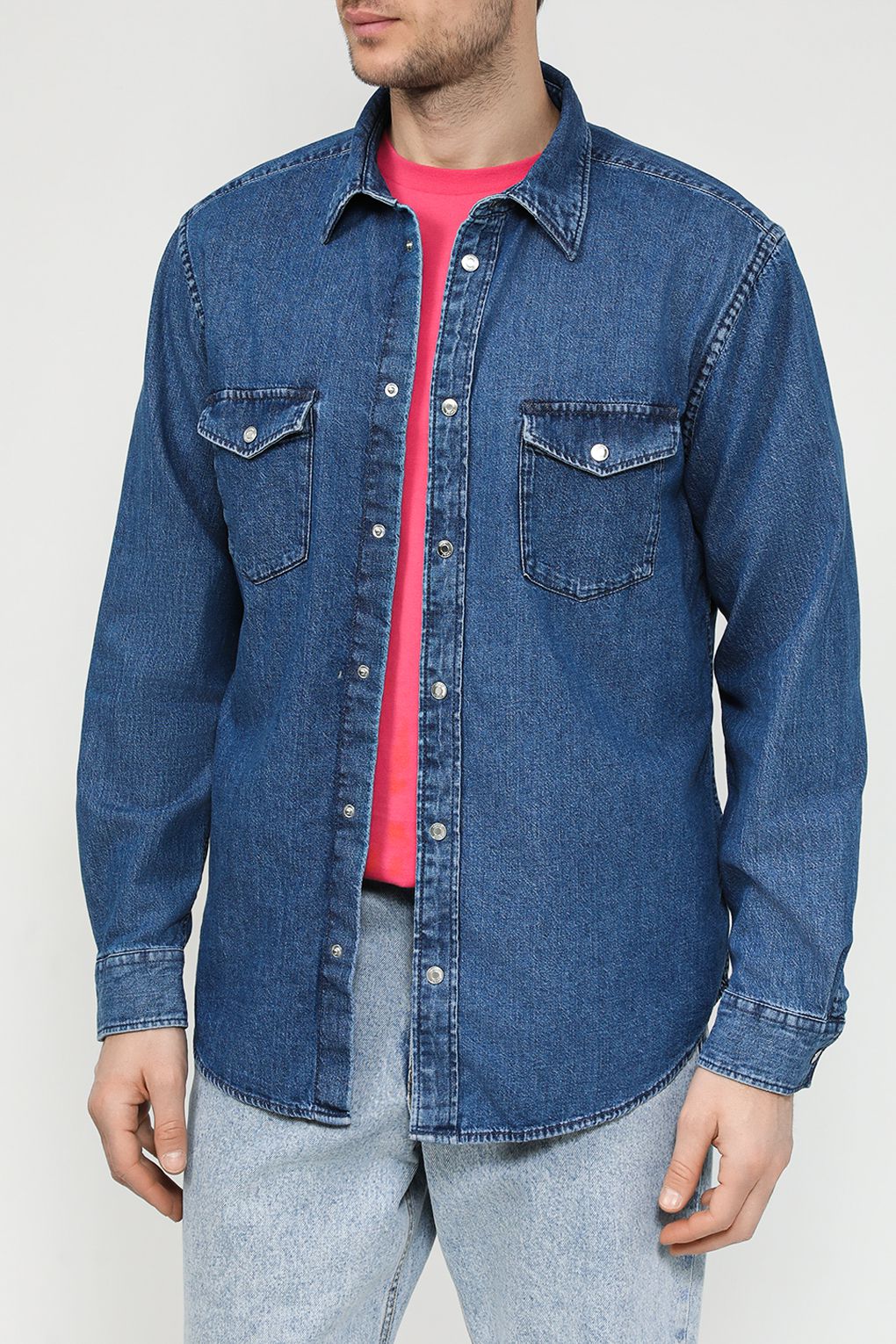 

Рубашка мужская Esprit Casual 993EE2F313 синяя L, Синий, 993EE2F313