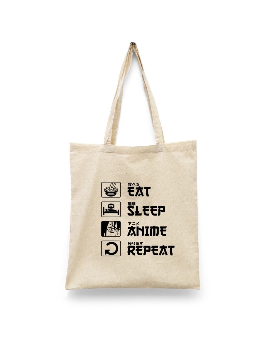 

Шоппер унисекс Каждому Своё Eat, sleep, anime, repeat/Аниме ANRA6, белый, Eat, sleep, anime, repeat/Аниме ANRA6