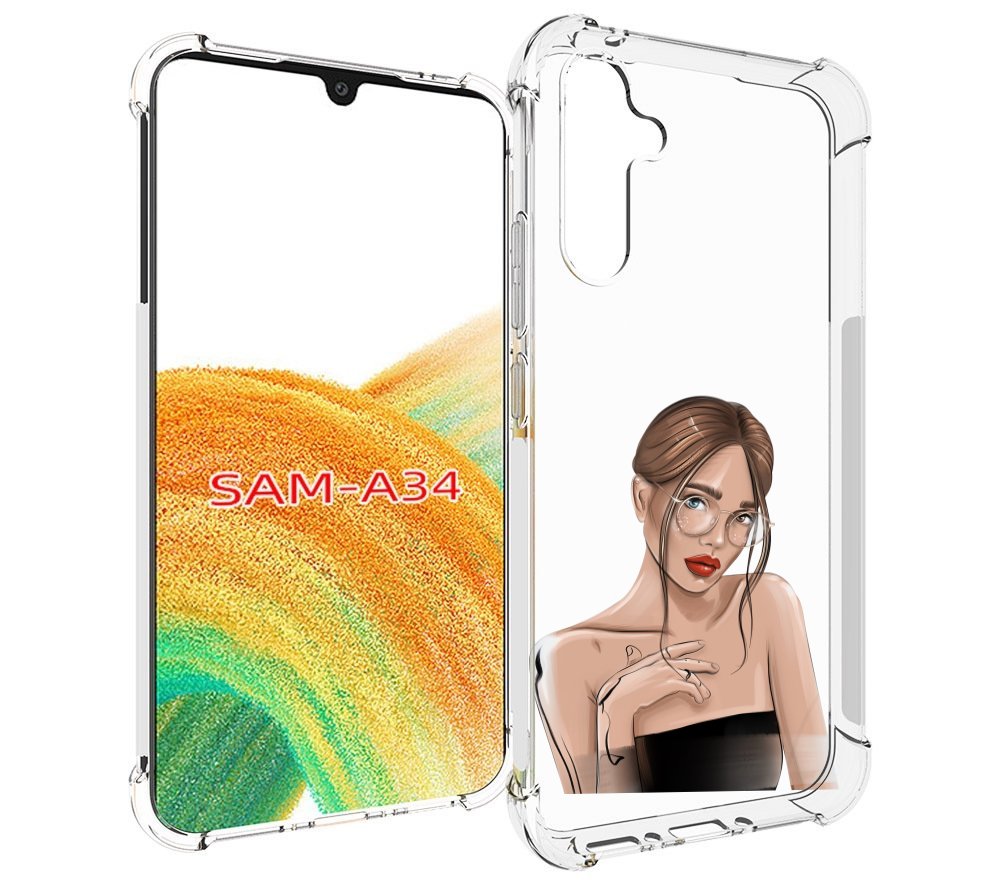 

Чехол MyPads девушка-в-очках-с-красивыми-глазами женский для Samsung Galaxy A34, Tocco