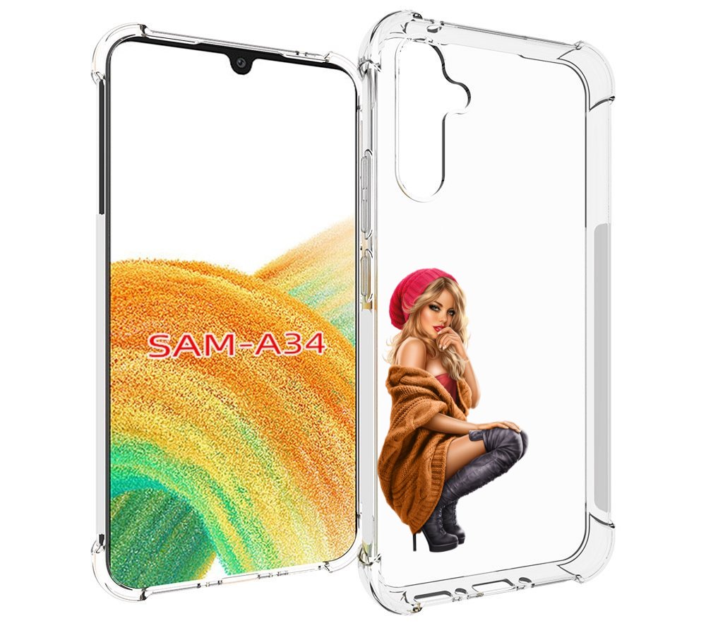 

Чехол MyPads девушка-в-коричневом-свитере для Samsung Galaxy A34, Tocco