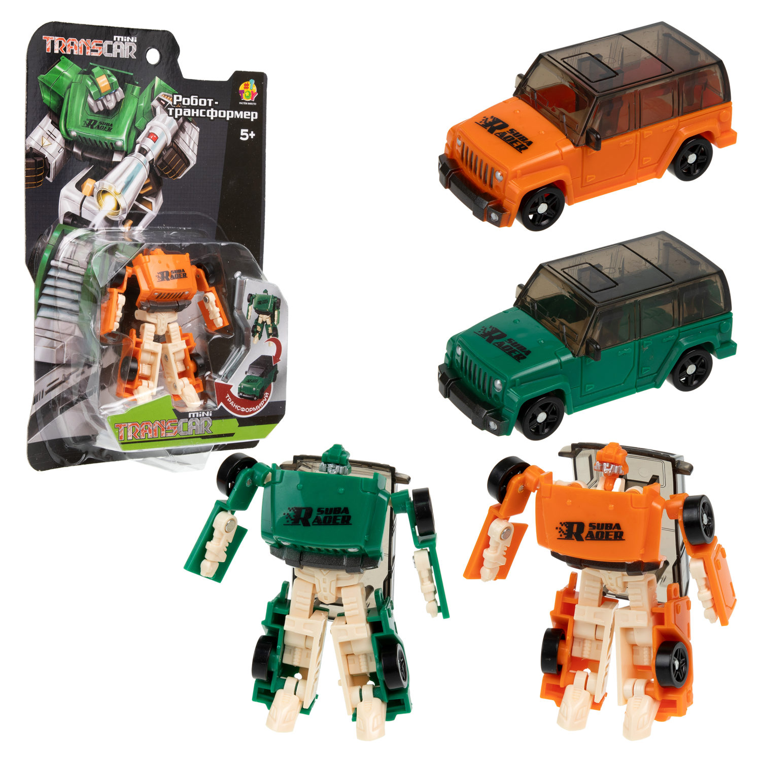 

Робот-трансформер 1toy Transcar mini в ассортименте 2 вида оранжевый и зеленый, Т24047