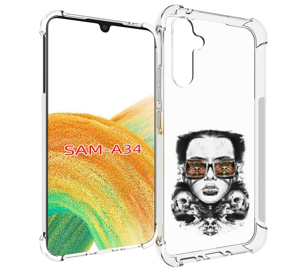 

Чехол MyPads девушка с черепами в очках женский для Samsung Galaxy A34, Tocco