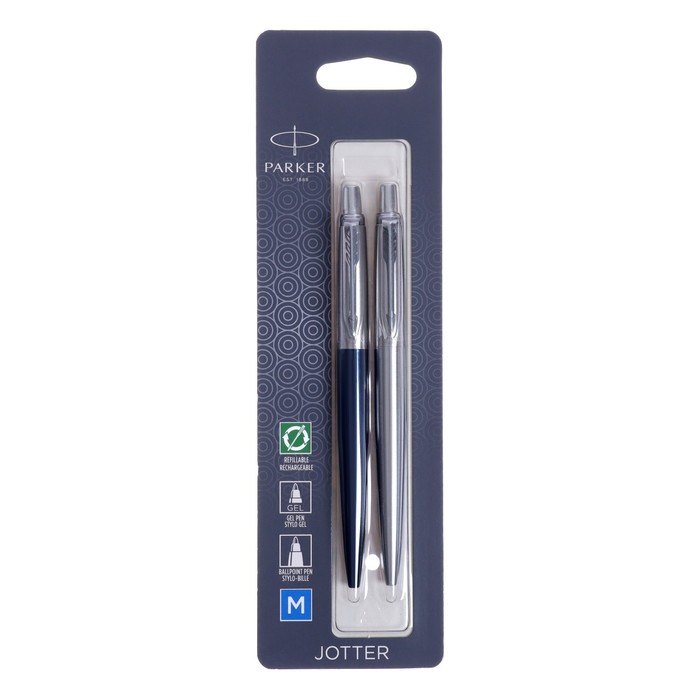 

Parker Набор Parker JOTTER CORE VALUE PACK: шар ручка син/корп+гел серебр/корп, 1.0мм, бли