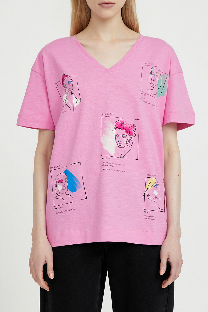 

Футболка женская Finn Flare S21-11057 розовая L, S21-11057